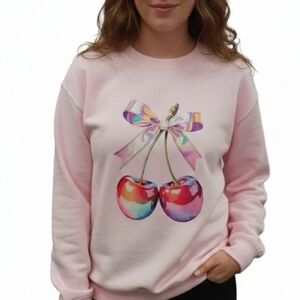 Pink Cherry Graphic Sweatshirt